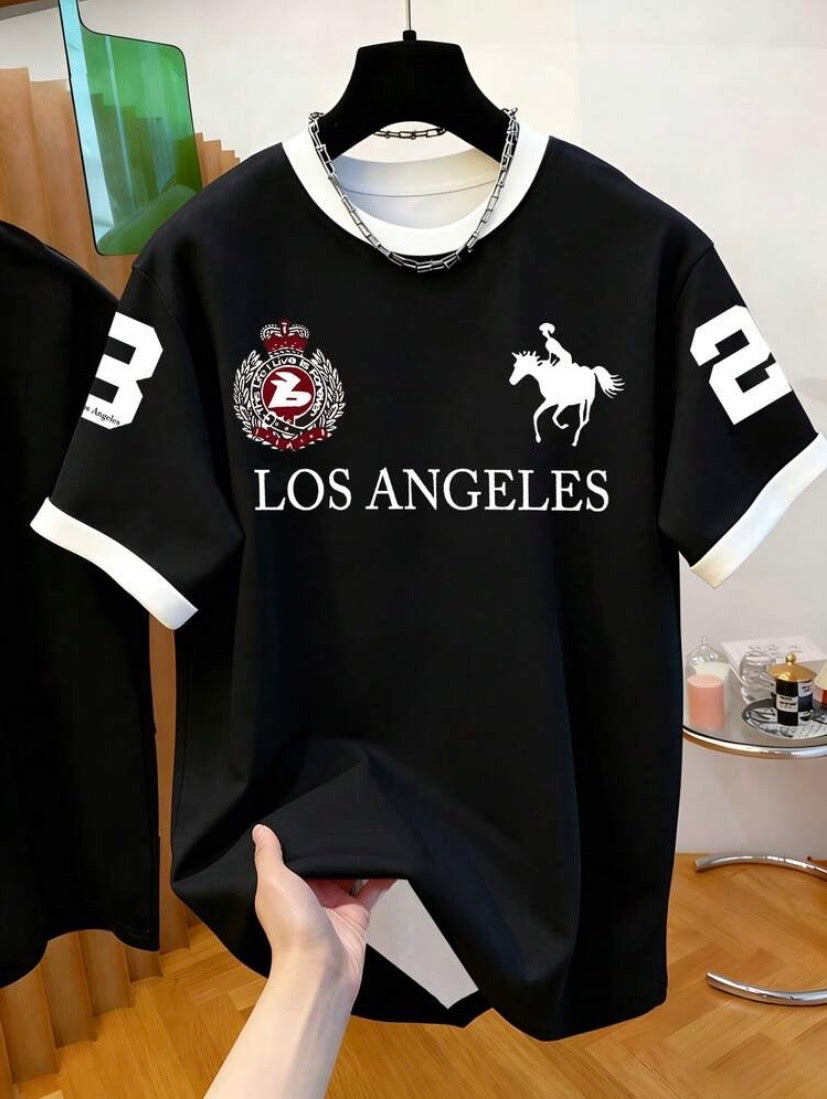 T-shirt homme imprimé à col rond, léger et adapté à toutes les saisons