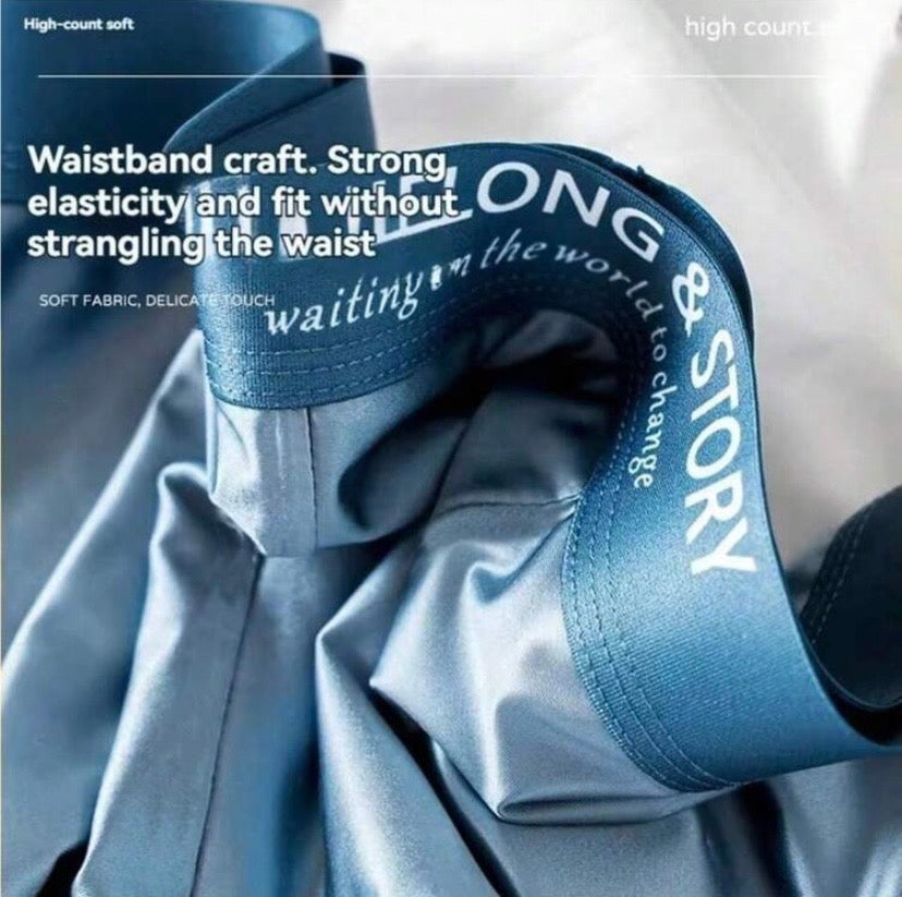 Lot de 4 Boxers Homme Effet Satin, Lisses, Légers et Respirants pour l’Été