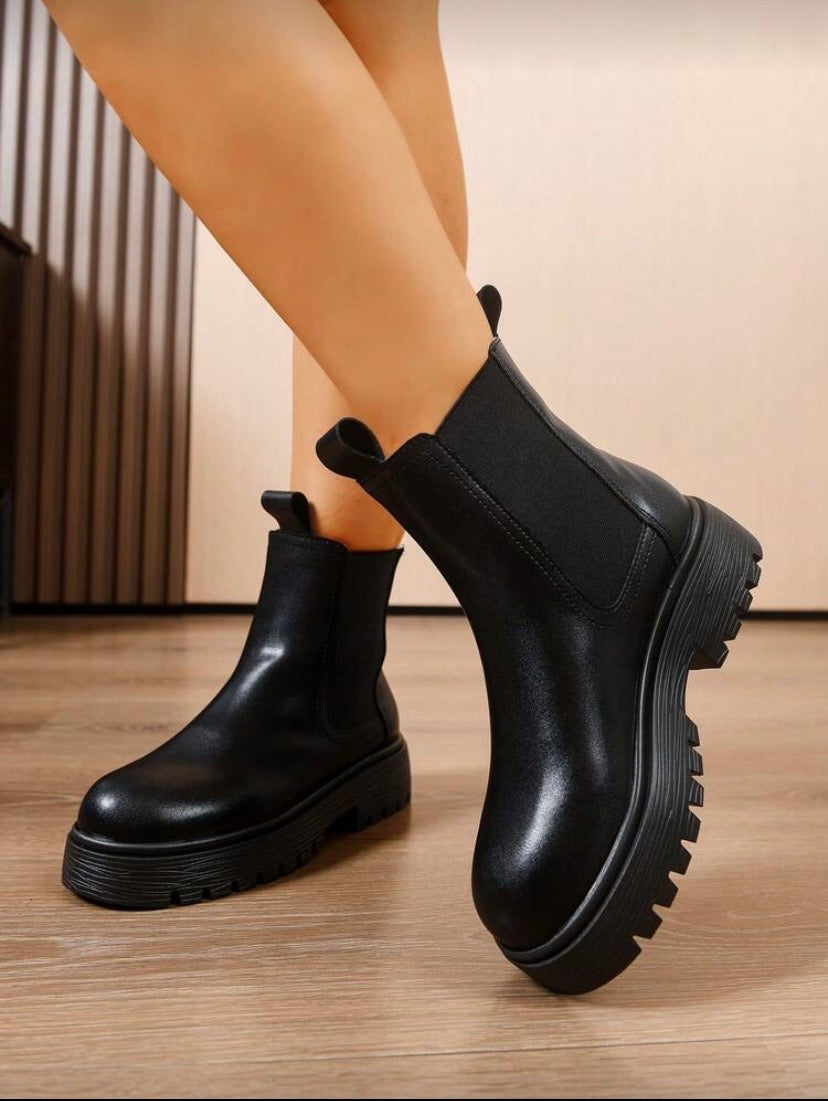 Bottines Femme à Semelle Épaisse – Doublure Thermique, Style Chelsea Polyvalent