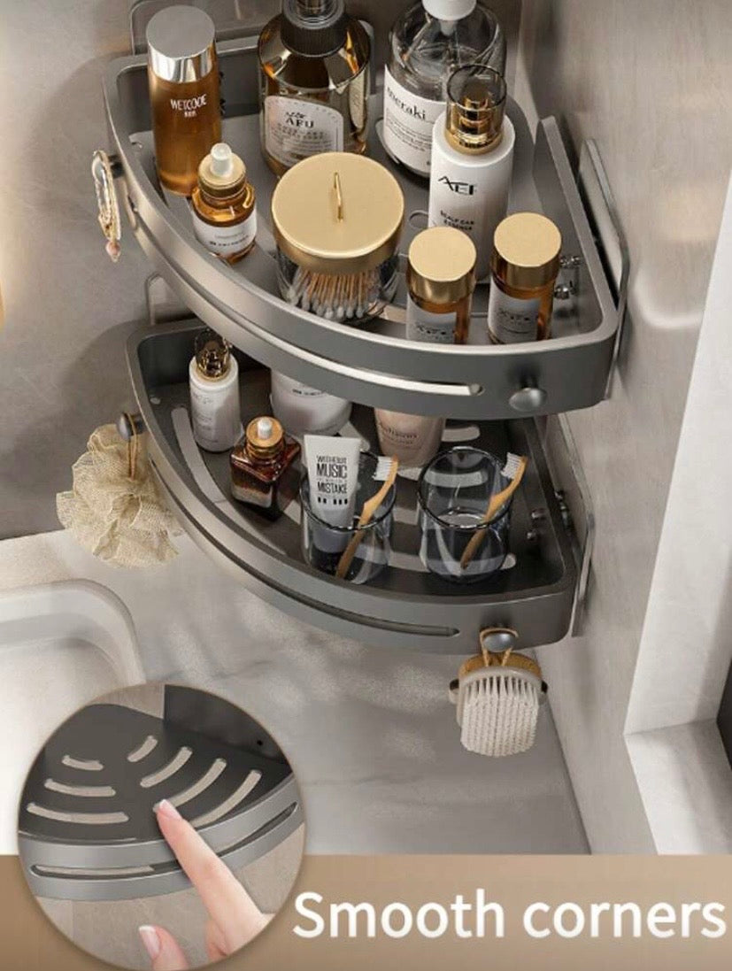 Étagères d’angle adhésives pour douche – Lot de 3 rangements muraux avec crochets intégrés 🚿✨
