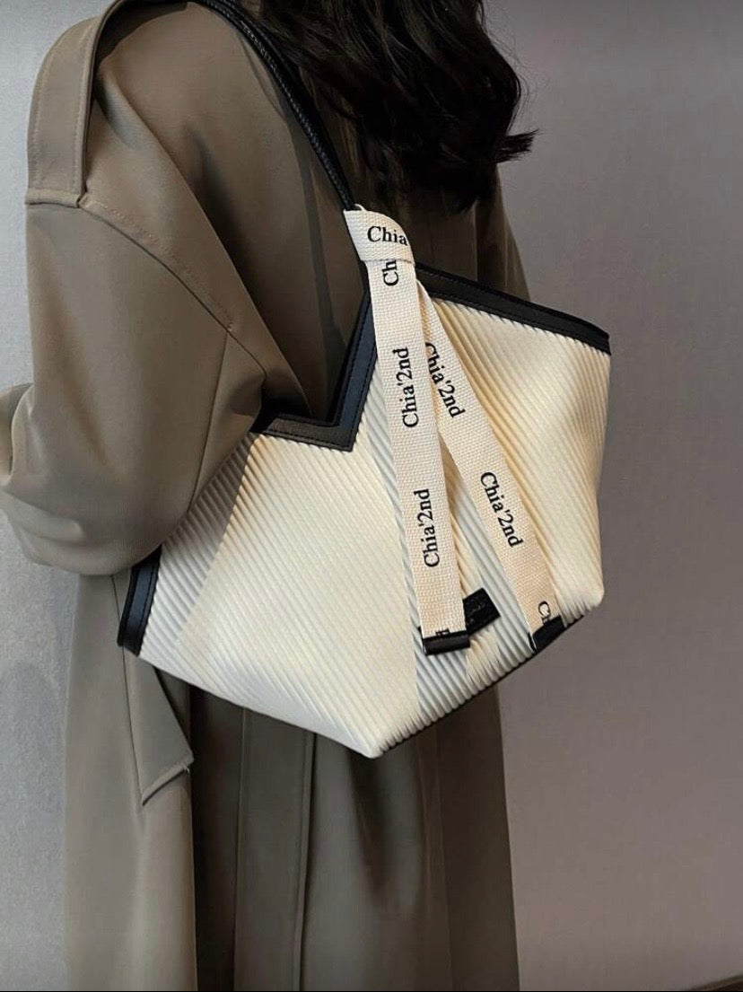 Sac épaule color block à double poignée, grande capacité, style classique et élégant 👜