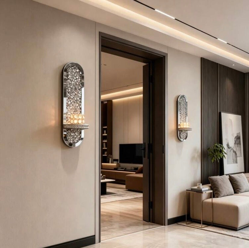 Lot de supports muraux pour bougies au design miroir argenté avec bougeoirs dorés, décoration murale moderne pour chambre ou salle à manger.