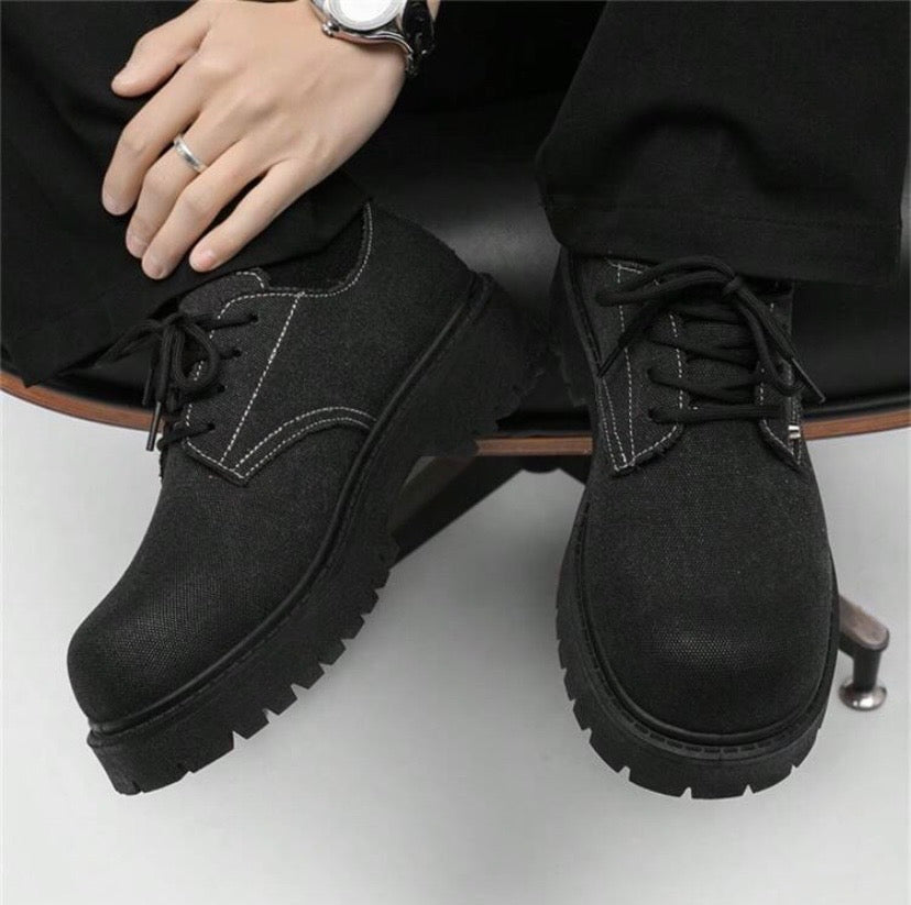 Bottes Homme Basses Style Vintage, Semelle Épaisse Rehaussante, Polyvalentes pour l’Automne/Hiver