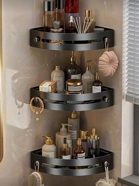 Étagères d’angle adhésives pour douche – Lot de 3 rangements muraux avec crochets intégrés 🚿✨