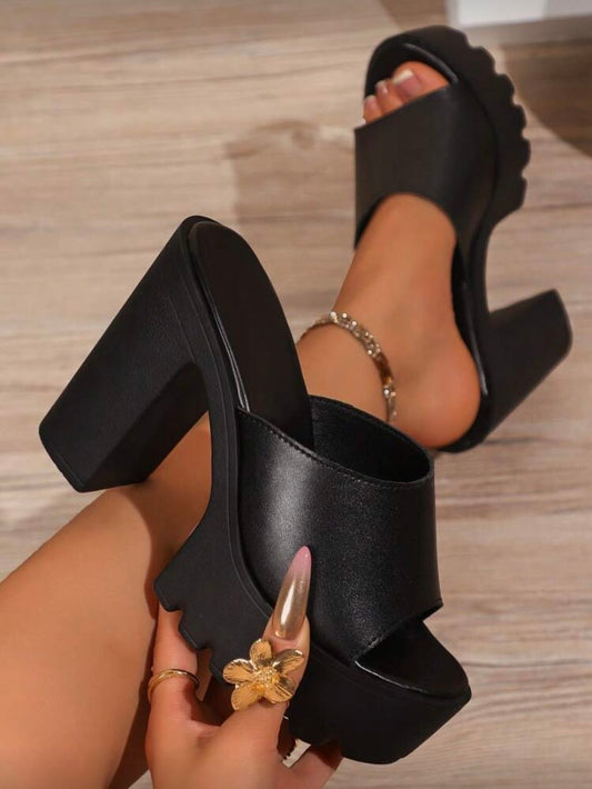 Sandales Femme à Plateforme – Talon Épais, Bride et Bout Ouvert, Style Élégant Printemps/Été
