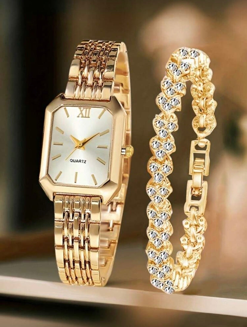 Montre digitale élégante à petit cadran avec bracelet assorti – Ensemble raffiné pour femme 🎓✨