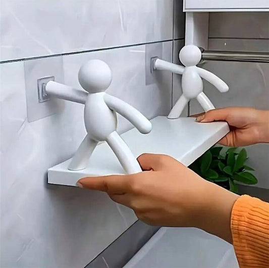 Étagère murale décorative blanche – Support de rangement sans perçage pour salle de bain et cuisine