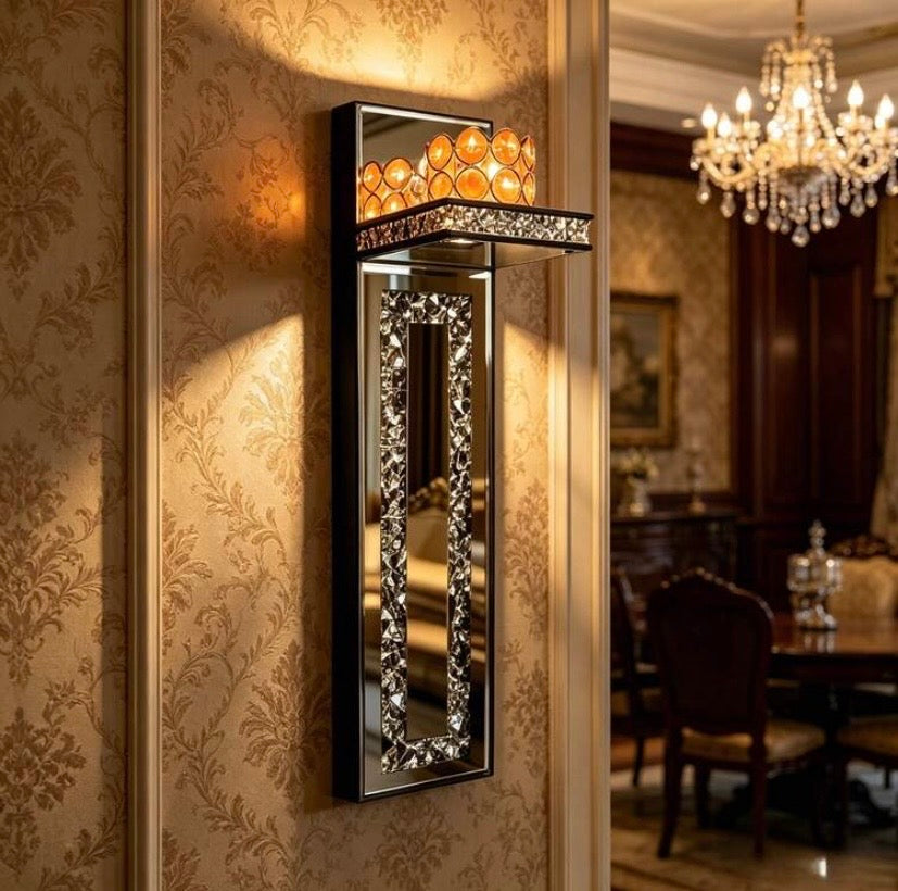 Lot de supports muraux pour bougies au design miroir argenté avec bougeoirs dorés, décoration murale moderne pour chambre ou salle à manger.