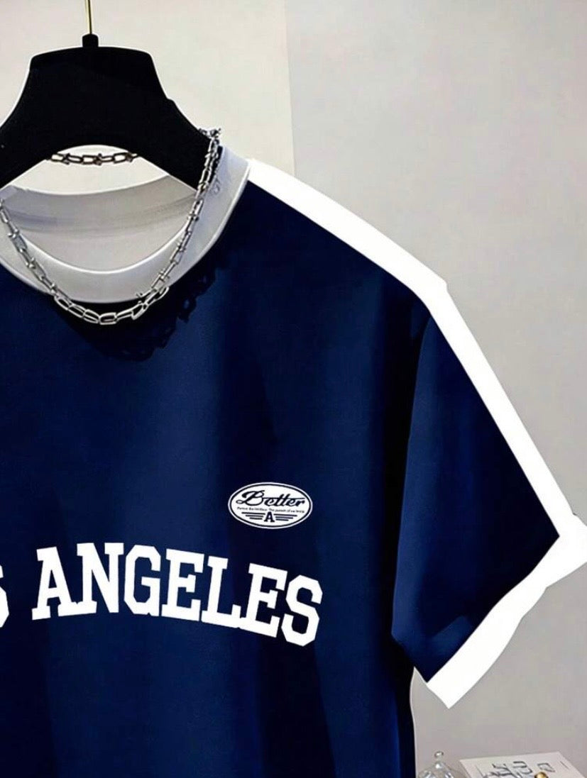T-shirt imprimé pour homme à col rond, style décontracté, léger et polyvalent pour toutes les saisons