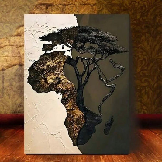 Toile murale sans cadre représentant la carte de l’Afrique, décoration originale et artistique pour salon, chambre ou café, idéale comme idée cadeau commémorative.