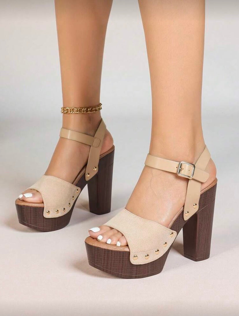 Sandales Femme à Talon Haut et Plateforme – Talon Épais, Modèle Mule, Bout Ouvert, Style Estival