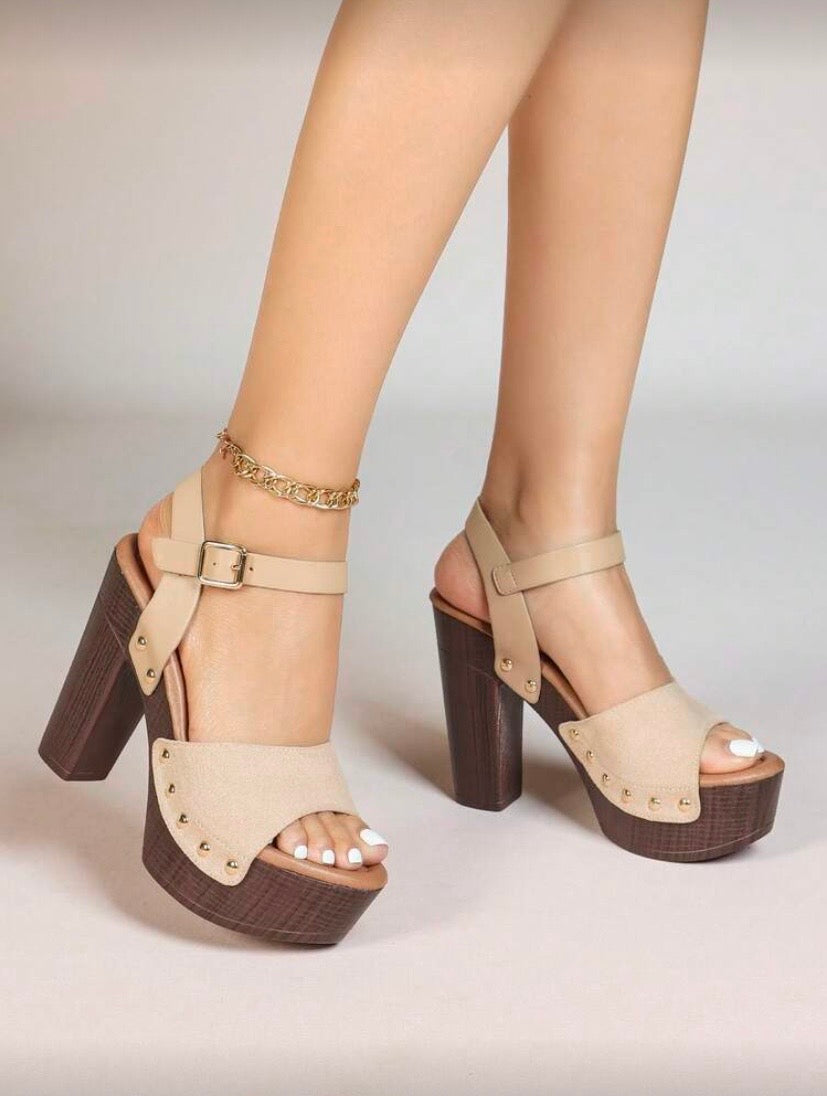 Sandales Femme à Talon Haut et Plateforme – Talon Épais, Modèle Mule, Bout Ouvert, Style Estival