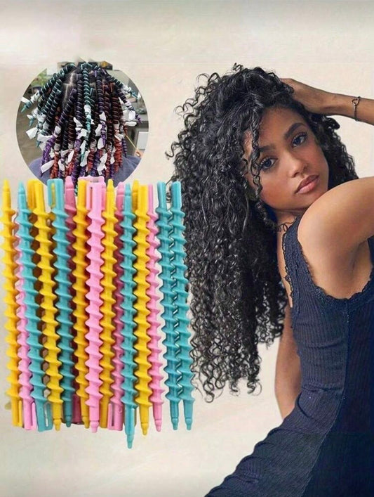 Lot de 20 Bigoudis Spirale Sans Chaleur, Kit de Coiffure DIY, Accessoires Cheveux