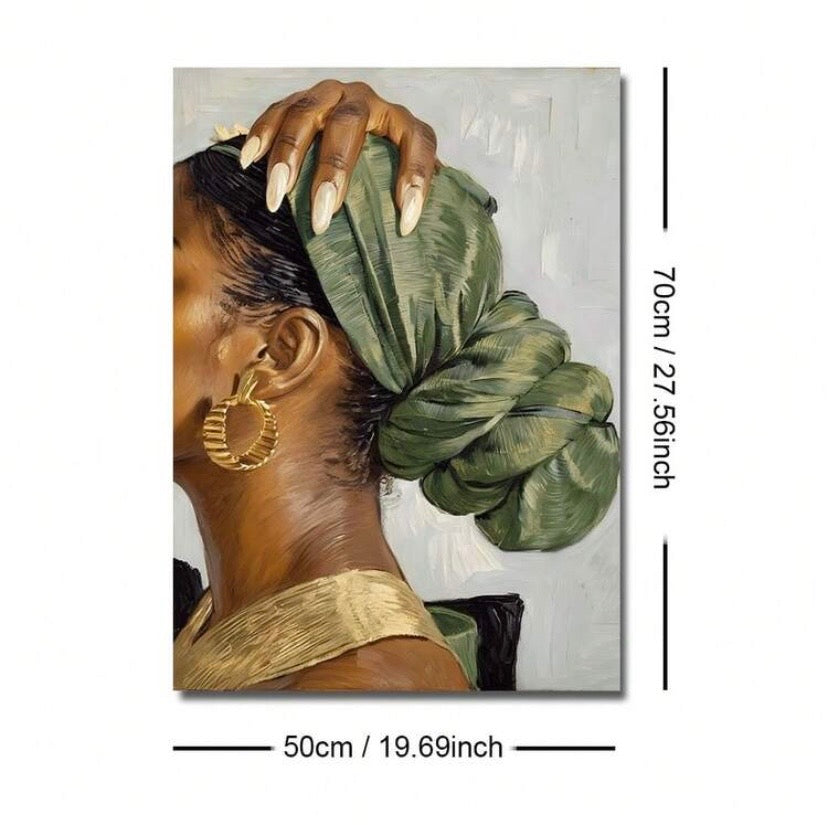 Poster mural bohème abstrait représentant une femme africaine, style minimaliste moderne avec option cadre, idéal pour salon ou chambre.