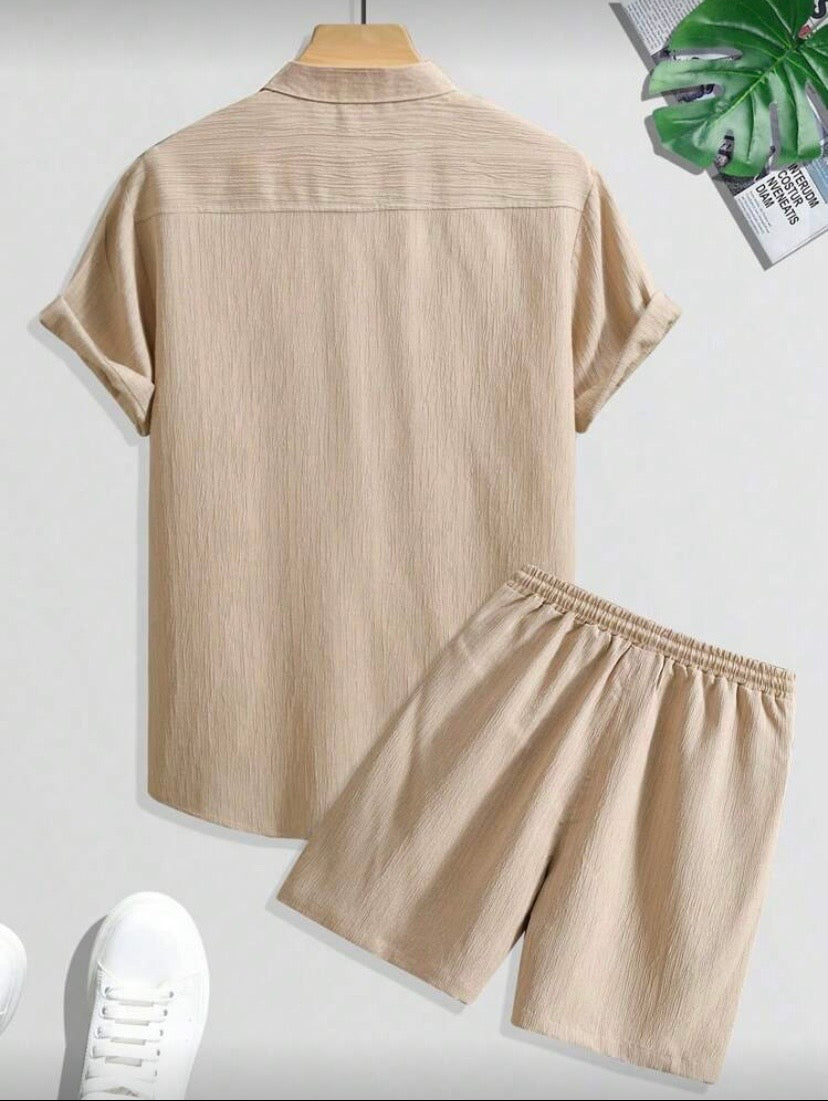 Ensemble Homme Été Chemise Manches Courtes & Short à Cordon – Style Casual Resort