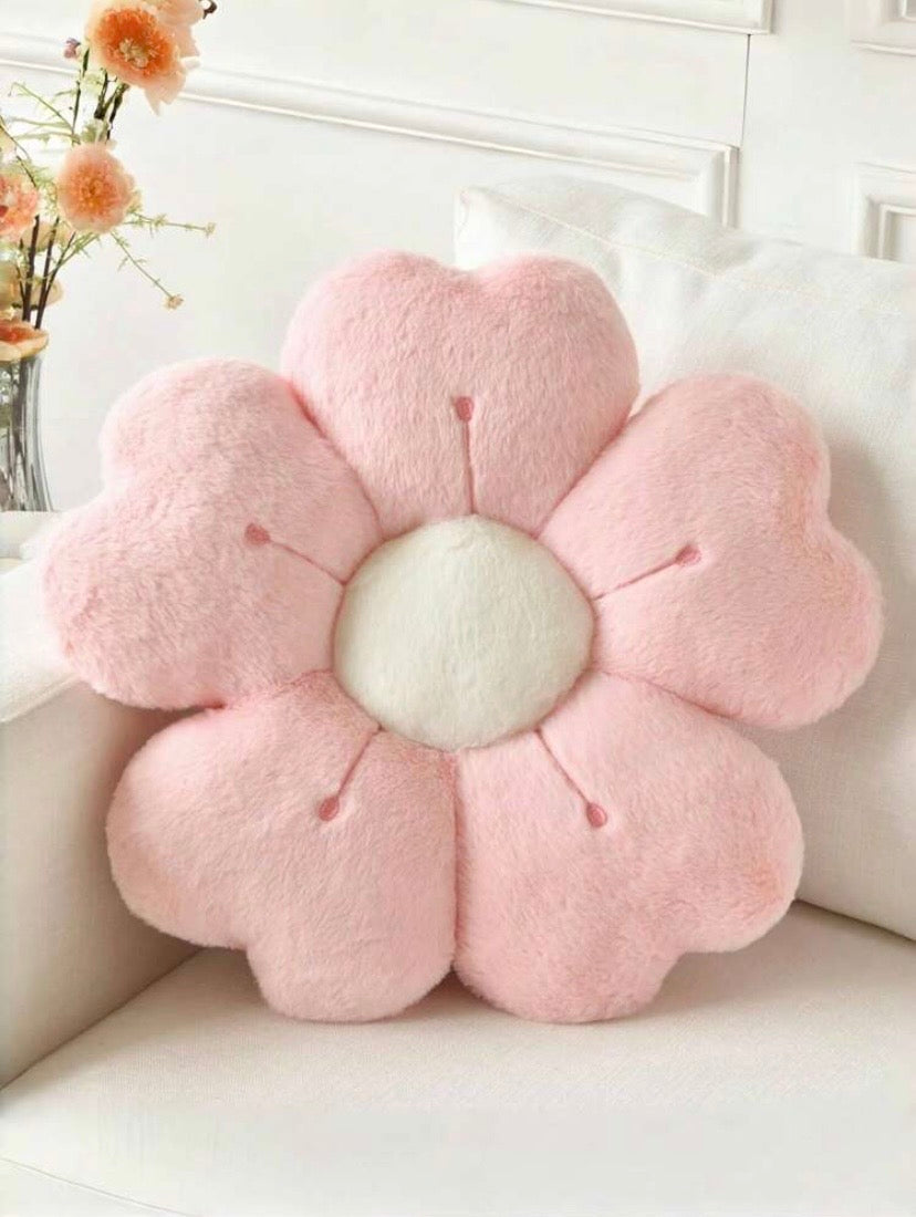 Coussin décoratif en forme de marguerite avec revêtement en fausse fourrure douce, idéal pour le canapé, la chambre ou le salon.