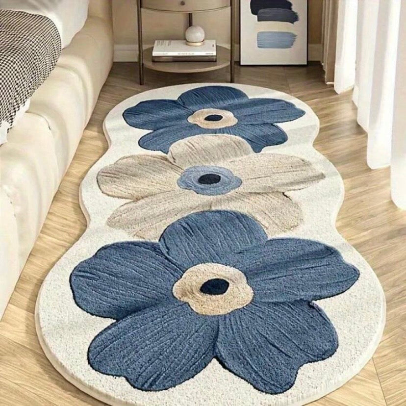 Tapis de bain floral ultra-doux et absorbant, lavable en machine, idéal pour la salle de bain ou la chambre.