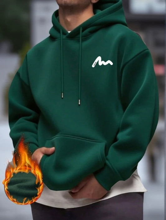 Hoodie Homme Imprimé Graphique, Doublure Thermique, Style Streetwear, Automne/Hiver