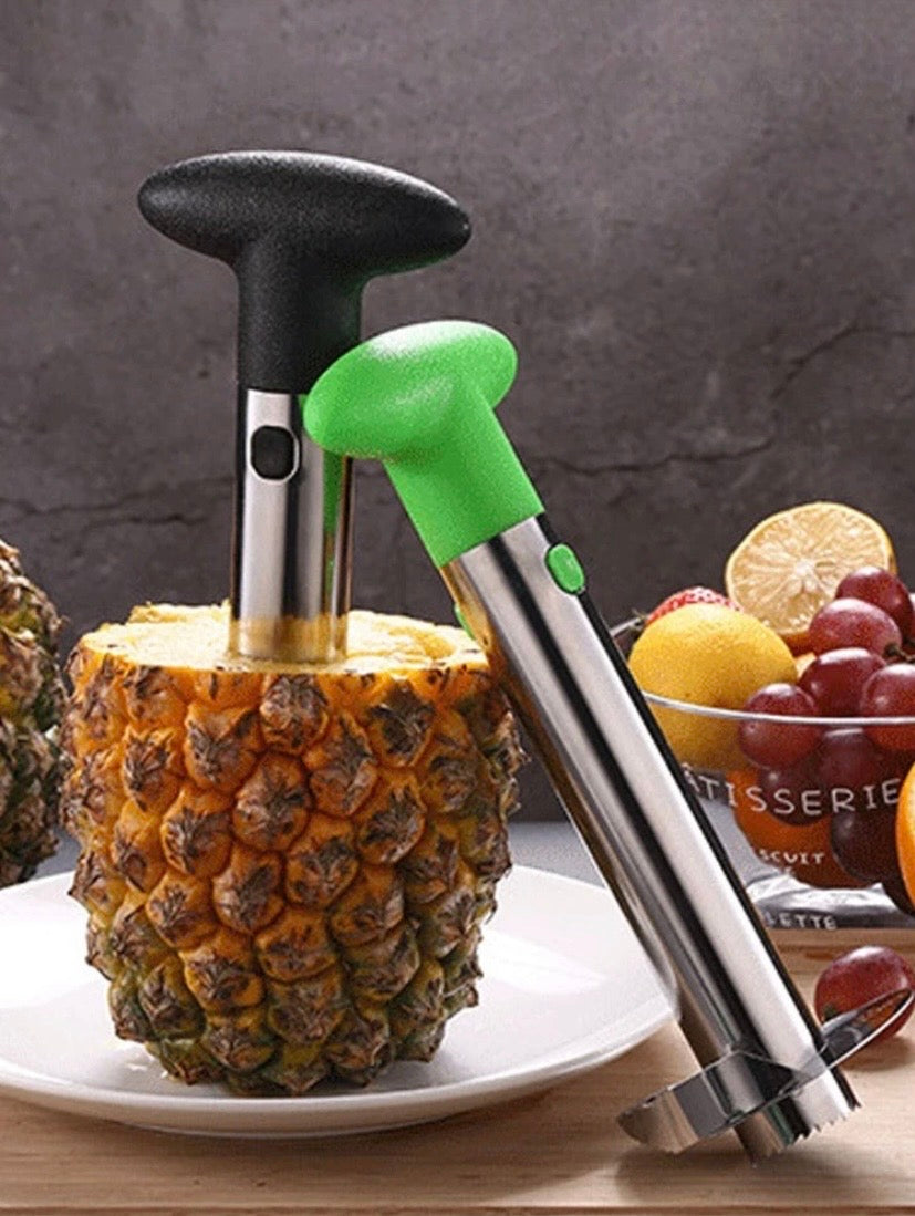 Vide-ananas en acier inoxydable avec manche plastique, outil multifonction pour éplucher et découper facilement l’ananas.
