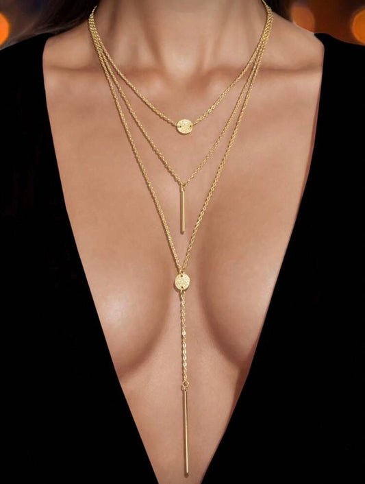 Collier long tendance à chaînes multi-rangs – Élégance moderne et stylée ✨