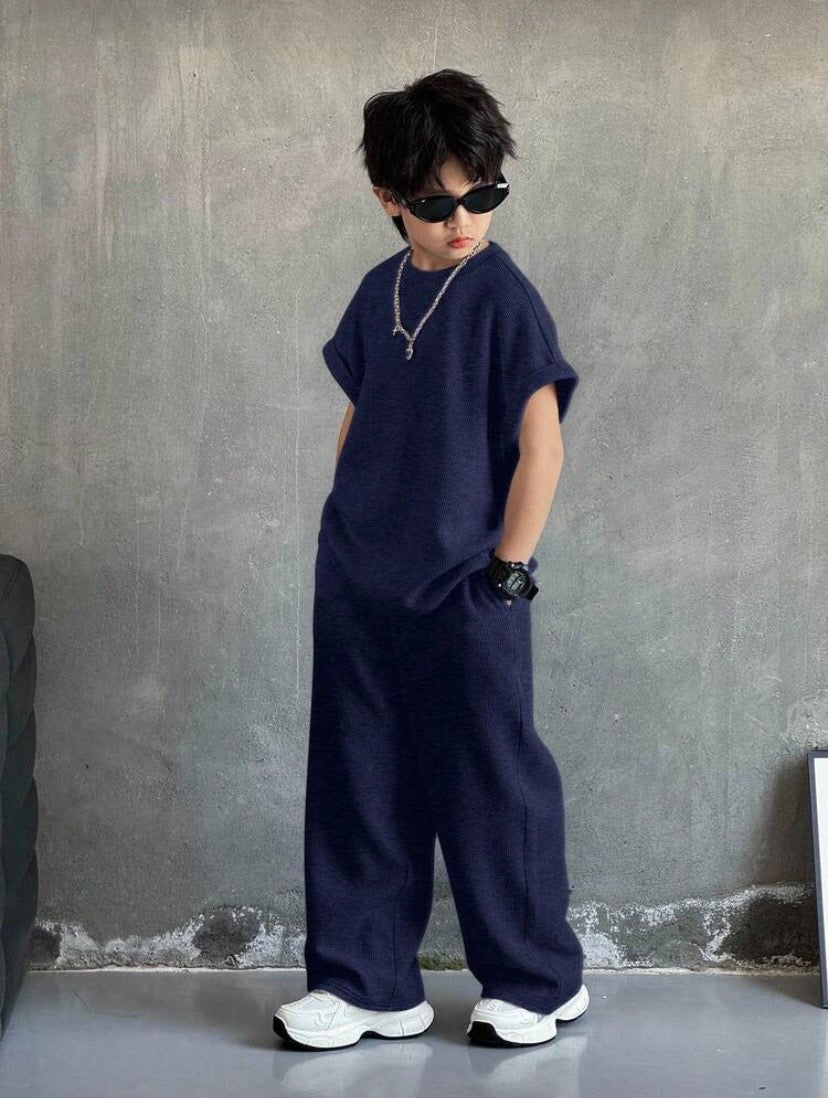 Ensemble Garçon 2 Pièces Décontracté – Débardeur & Pantalon Coupe Ample
