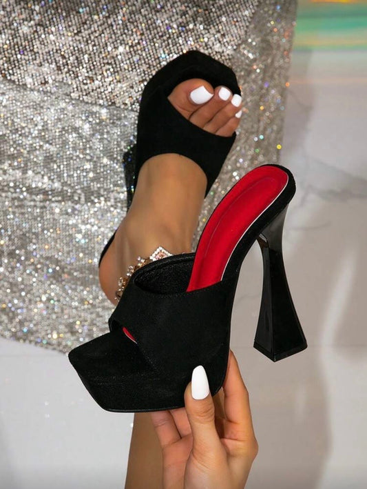 Sandales Femme à Plateforme – Talon Épais, Bout Carré, Détails Transparents, Style Glamour