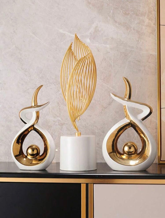 Sculpture décorative moderne en résine, idéale pour table, bureau ou salon, style minimaliste pour intérieur contemporain.