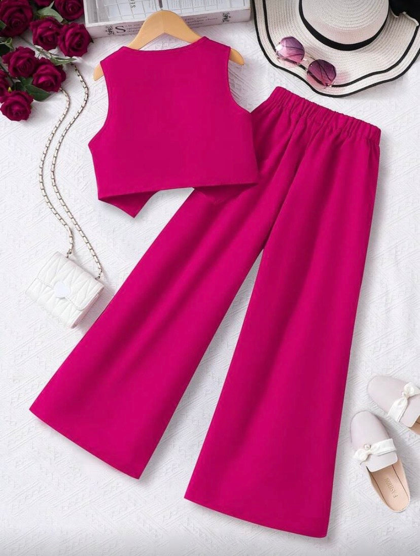 Ensemble Fille 2 Pièces – Top & Pantalon Style Français