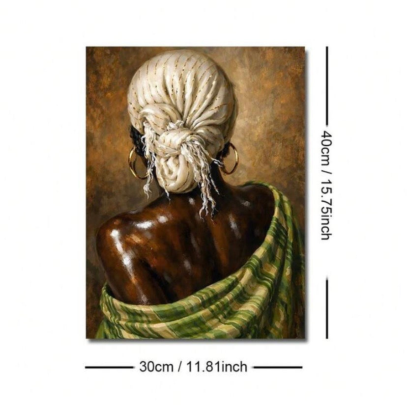 Poster mural bohème abstrait représentant une femme africaine, style minimaliste moderne avec option cadre, idéal pour salon ou chambre.