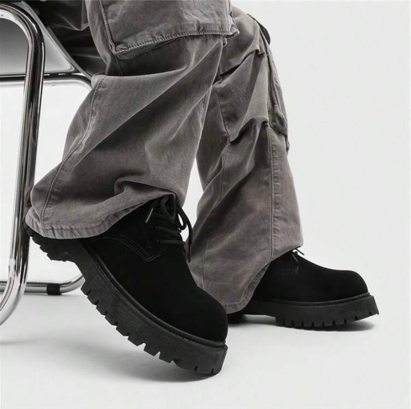 Bottes Homme Basses Style Vintage, Semelle Épaisse Rehaussante, Polyvalentes pour l’Automne/Hiver