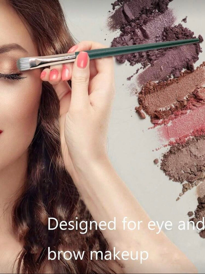 Set de 14 Pinceaux de Maquillage Kabuki, Poils Nylon Hypoallergéniques, Manche ABS, Vert Foncé, Pour Tous Types de Peau