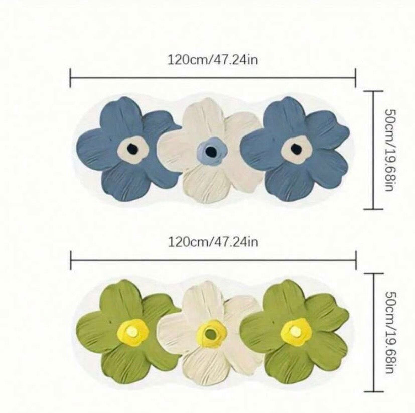 Tapis de bain floral ultra-doux et absorbant, lavable en machine, idéal pour la salle de bain ou la chambre.