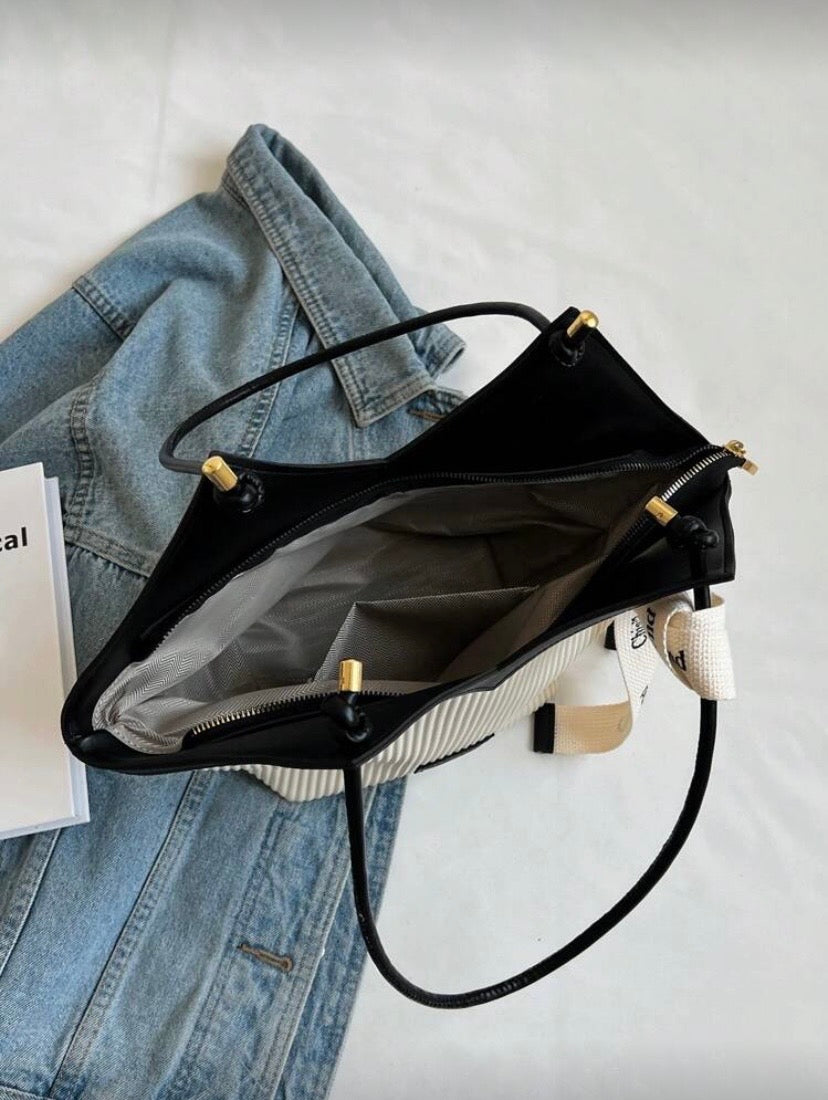 Sac épaule color block à double poignée, grande capacité, style classique et élégant 👜