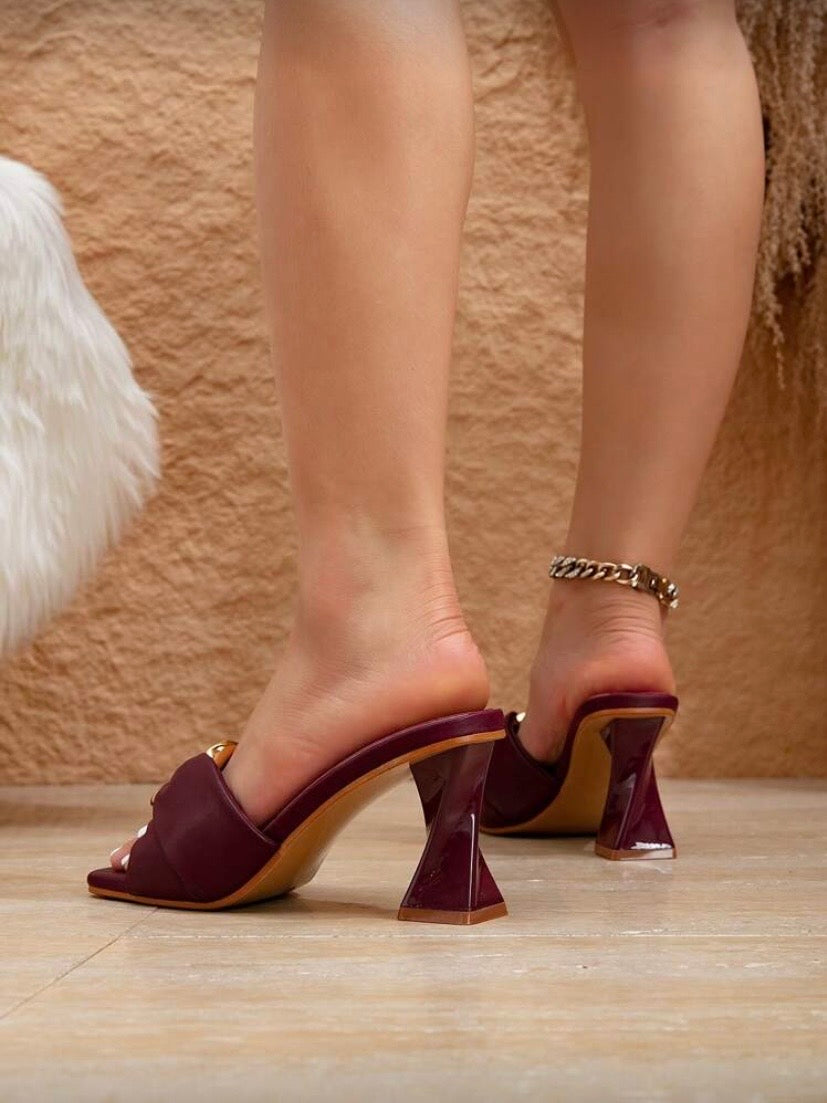 Sandales bout carré à talon spiralé avec boucle anneau, style élégant pour l’extérieur 👠✨