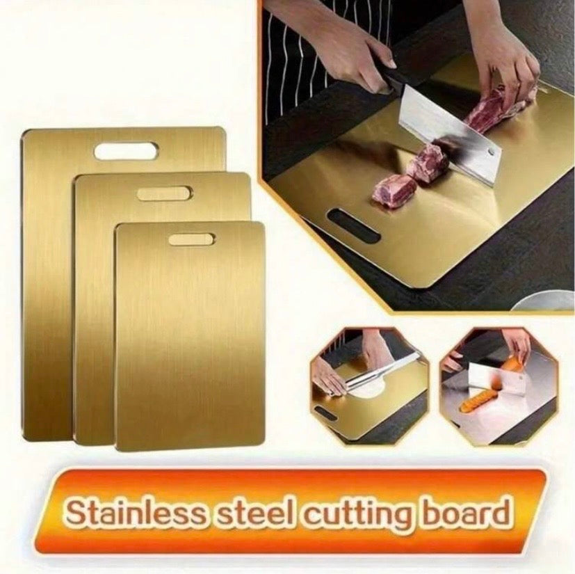 Lot de planches à découper en acier inoxydable double face, résistantes et hygiéniques, conçues pour un usage domestique anti-moisissure.