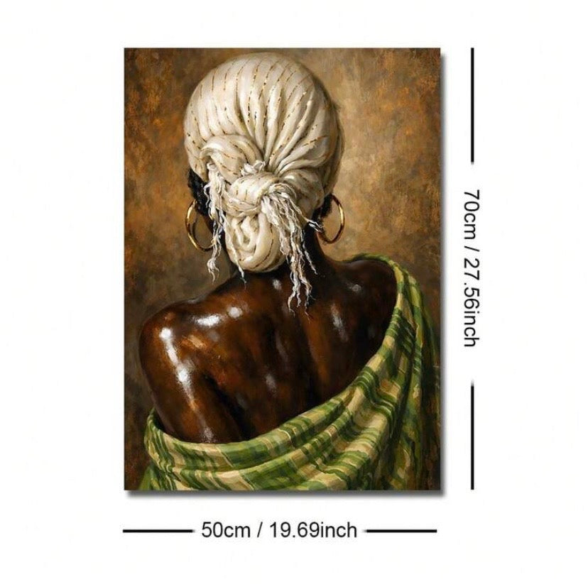 Poster mural bohème abstrait représentant une femme africaine, style minimaliste moderne avec option cadre, idéal pour salon ou chambre.