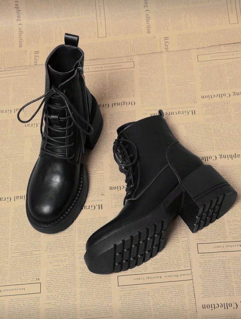 Bottines Femme à Talon Épais – Style Européen, Courtes et Élégantes Toutes Saisons