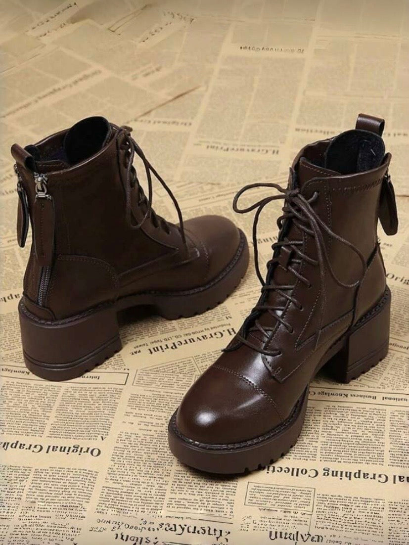 Bottines Femme à Talon Épais – Style Européen, Courtes et Élégantes Toutes Saisons