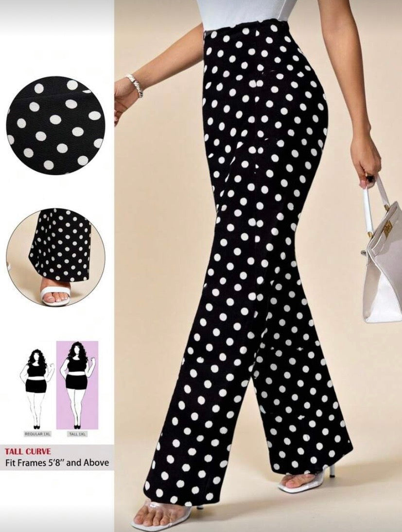 Pantalon Palazzo Grande Taille, Imprimé Carreaux, Maille Élastique, Coupe Large Élégante, Automne