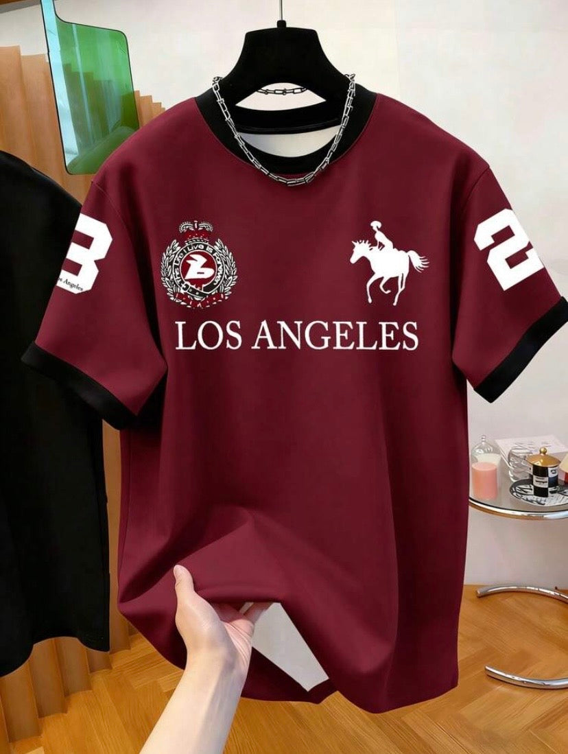 T-shirt homme imprimé à col rond, léger et adapté à toutes les saisons
