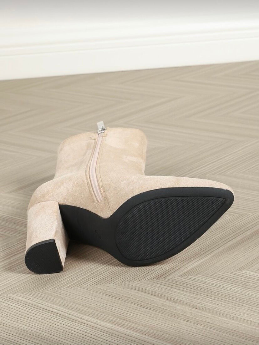Bottines Courtes Femme à Talon Épais – Bout Pointu, Style Coréen Polyvalent avec Plateforme