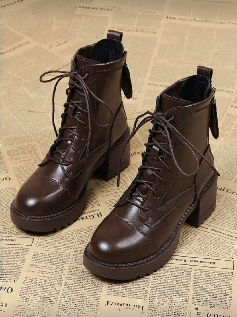 Bottines Femme à Talon Épais – Style Européen, Courtes et Élégantes Toutes Saisons