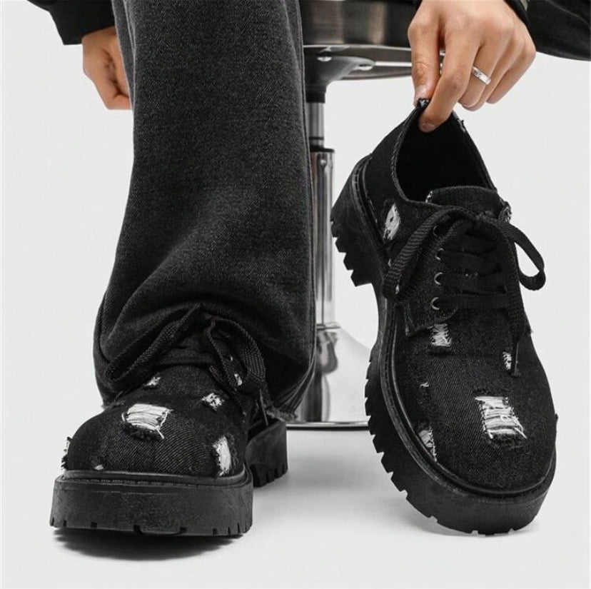 Bottes Homme Basses Style Vintage, Semelle Épaisse Rehaussante, Polyvalentes pour l’Automne/Hiver