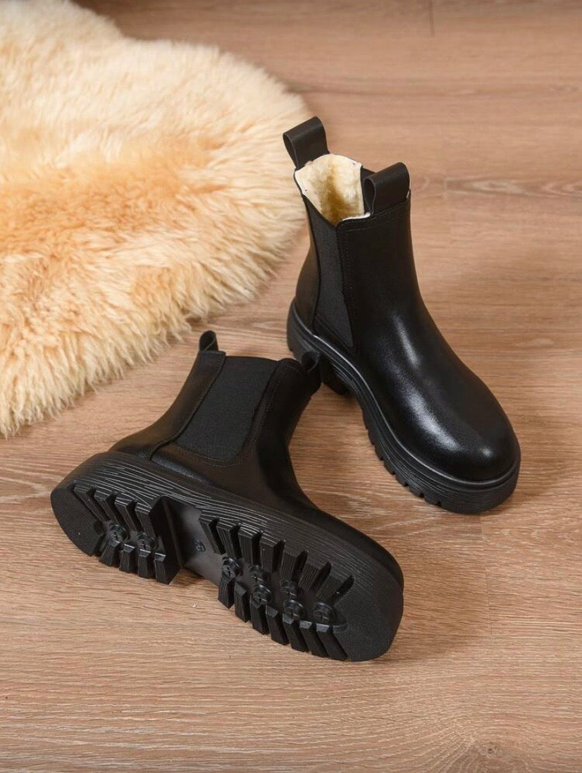 Bottines Femme à Semelle Épaisse – Doublure Thermique, Style Chelsea Polyvalent