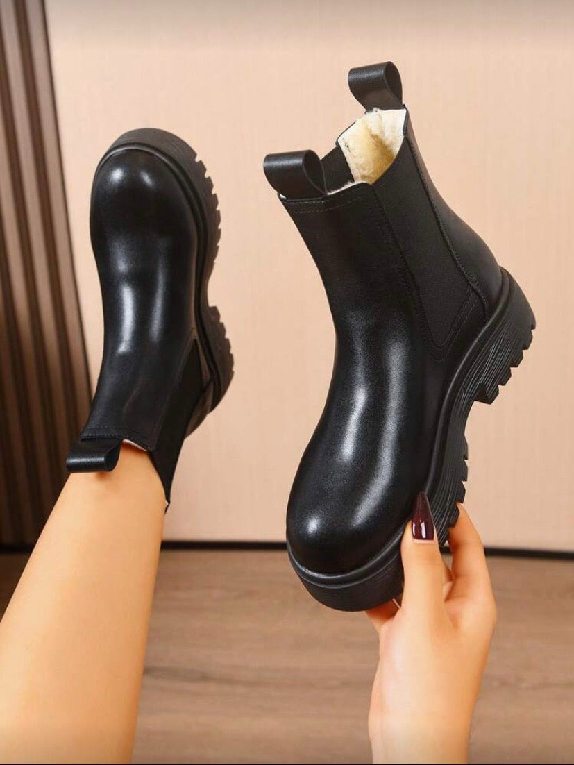 Bottines Femme à Semelle Épaisse – Doublure Thermique, Style Chelsea Polyvalent