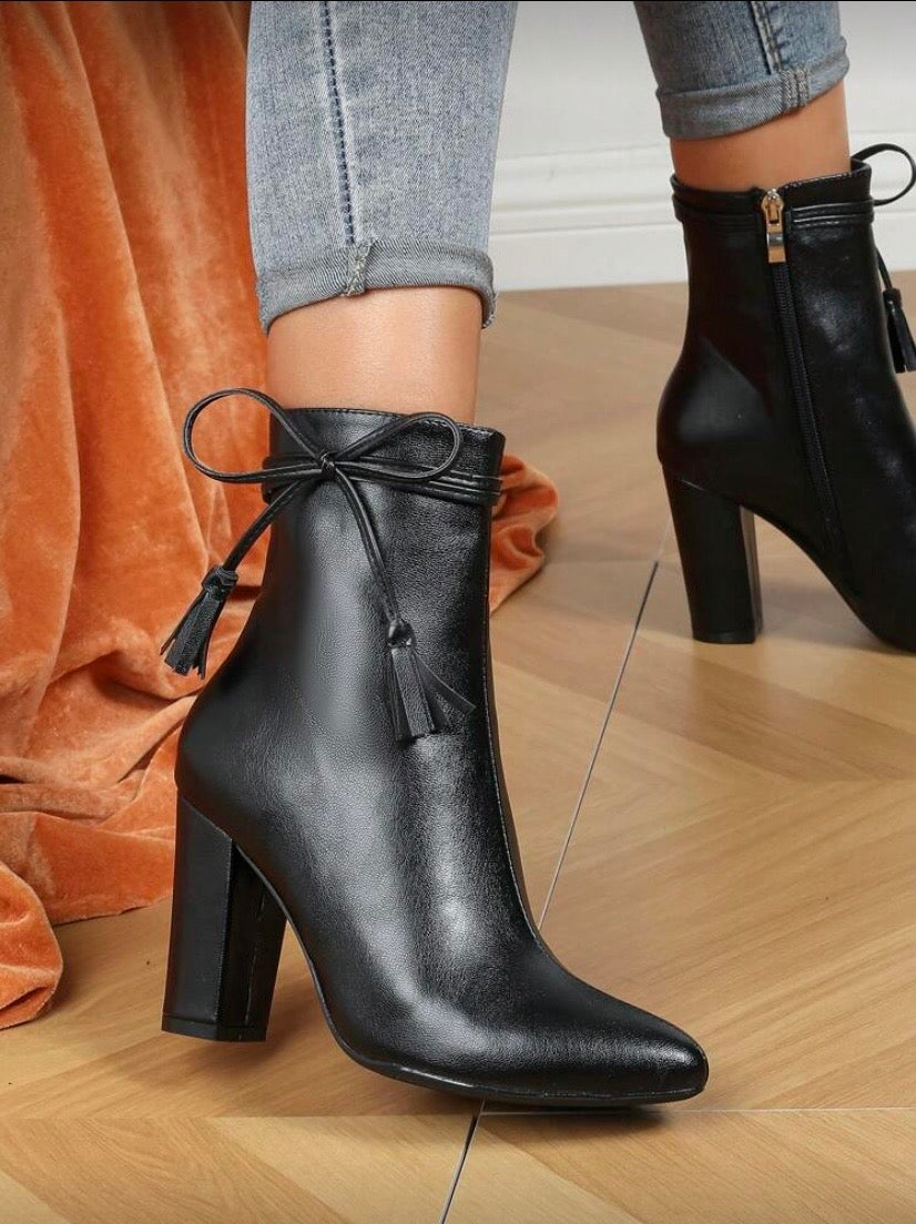 Bottines Courtes Femme à Talon Épais – Bout Pointu, Style Coréen Polyvalent avec Plateforme