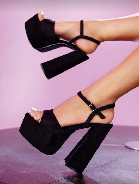 Sandales Femme à Talon Haut et Plateforme – Talon Épais, Style Élégant Imperméable pour Soirée et Fêtes