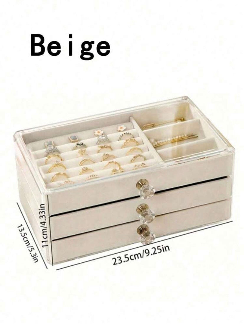 Boîte de rangement à bijoux en acrylique transparent à plusieurs niveaux avec tiroirs empilables, idéale pour organiser colliers, bracelets et boucles d’oreilles.