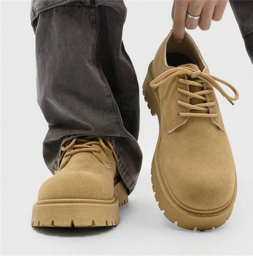 Bottes Homme Basses Style Vintage, Semelle Épaisse Rehaussante, Polyvalentes pour l’Automne/Hiver