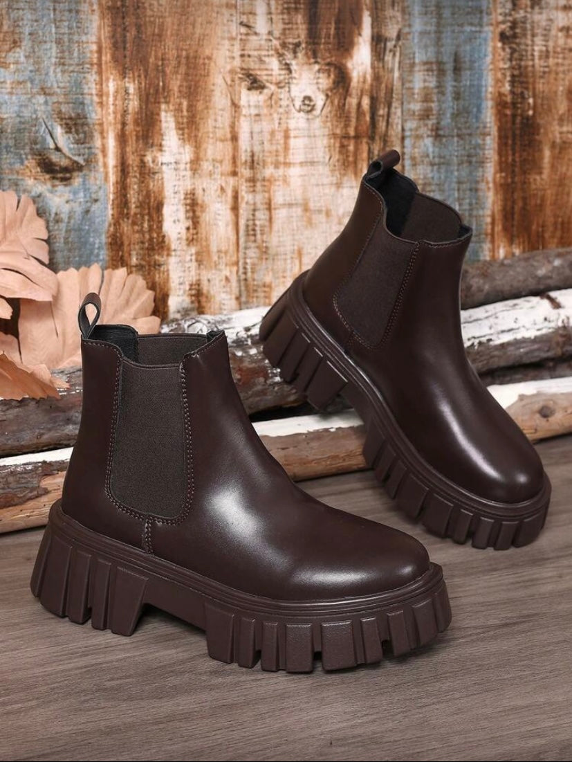 Bottines Femme Ajustées Style Britannique – Confort Élastique, Idéales avec Leggings et Jeans